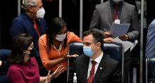 Simone Tebet Eliziane Gama e Rodrigo Pacheco