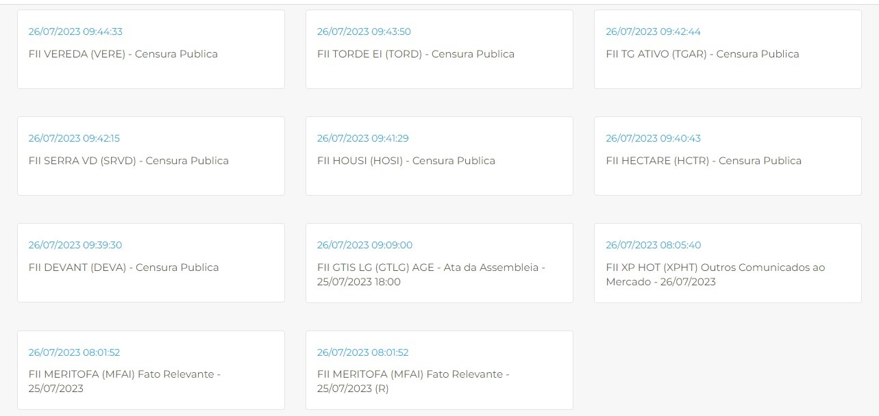 comunicado B3 FIIs