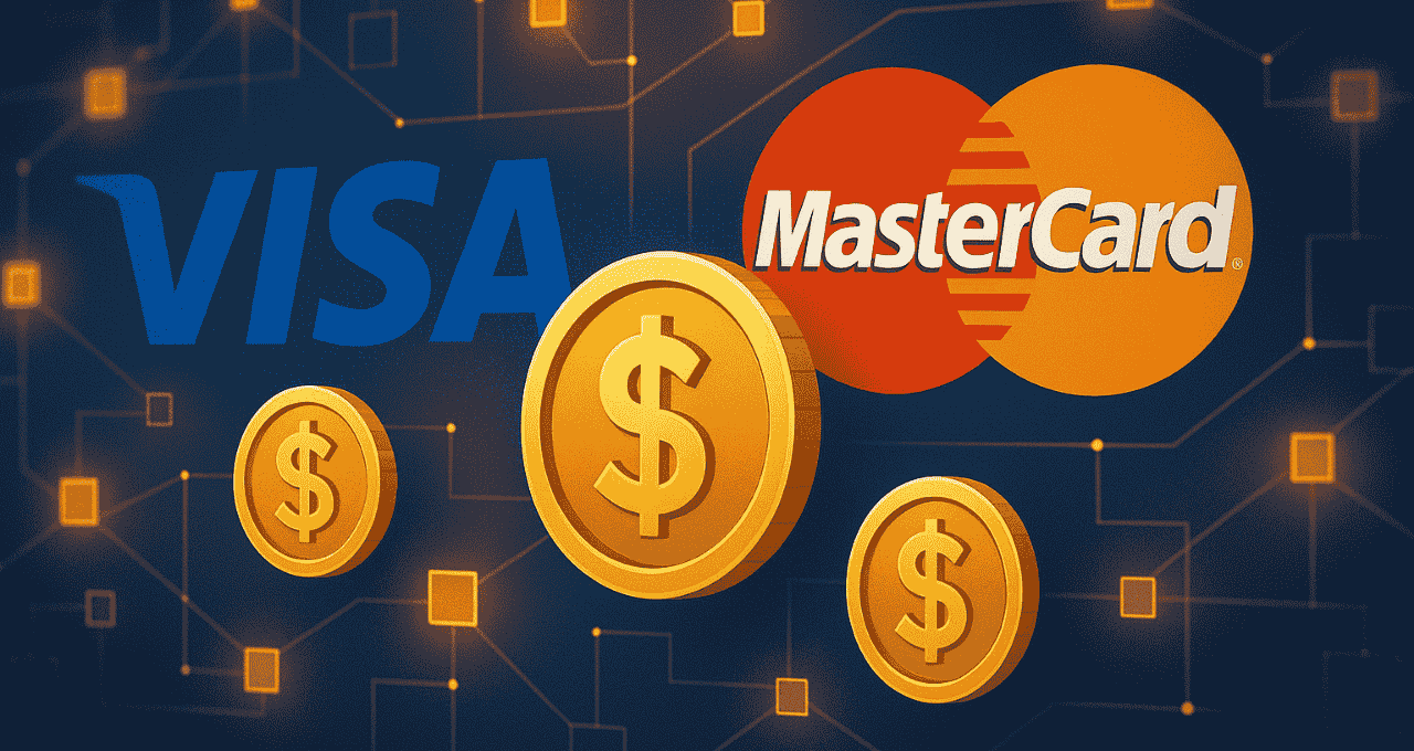 Mastercard, Visa e Stablecoins empresas entram no ramo das criptomoedas. (Imagem ChatGPT)