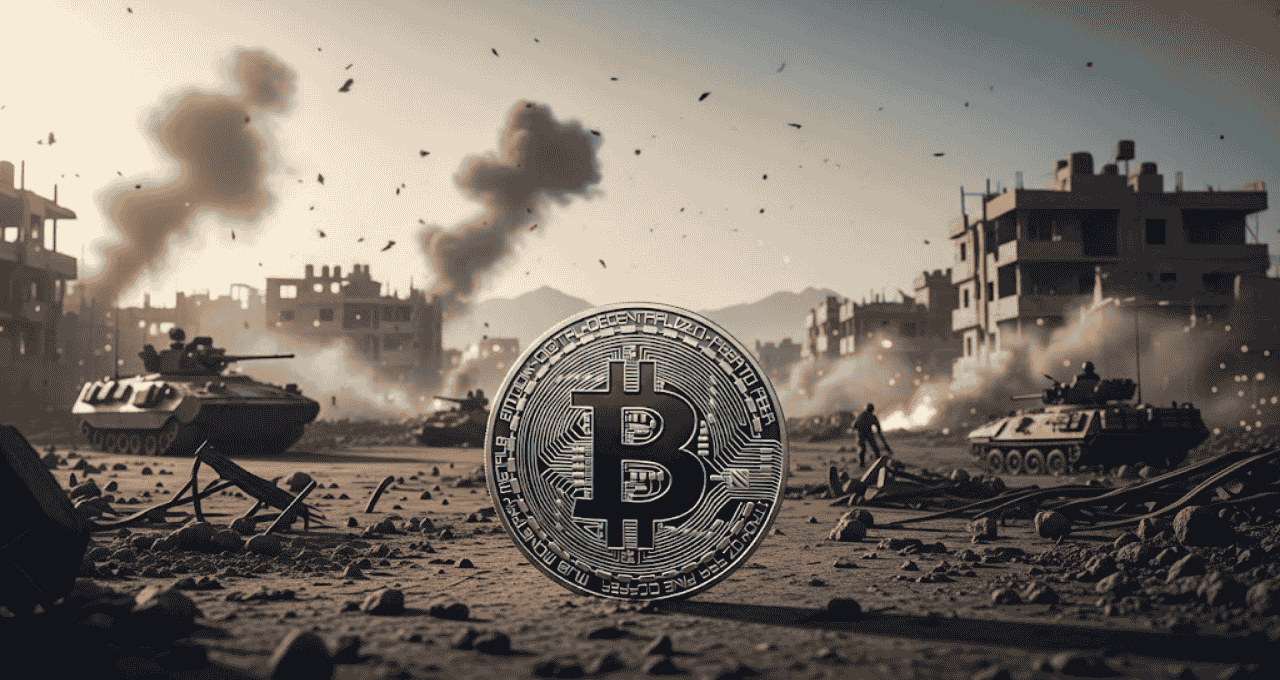 Bitcoin (BTC) cai em meio a guerra; (Imagem Gemini Pro)