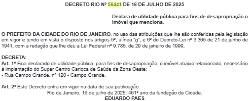 Decreto municipal RJ nº 56.441