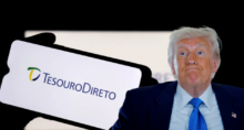 Tesouro Direto e Donald Trump (Imagem: Montagem Canva/ Brenda Rocha/Blossom/Shutterstock)
