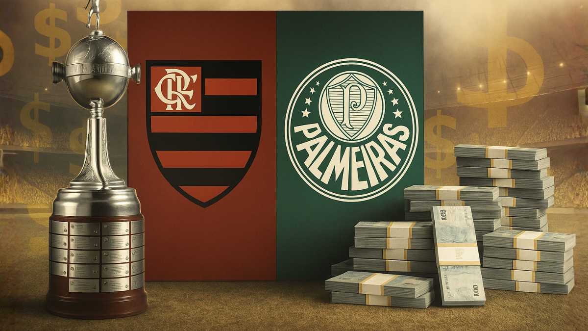 Final da Libertadores 2025 entre Flamengo x Palmeiras - Imagem gerada por IA