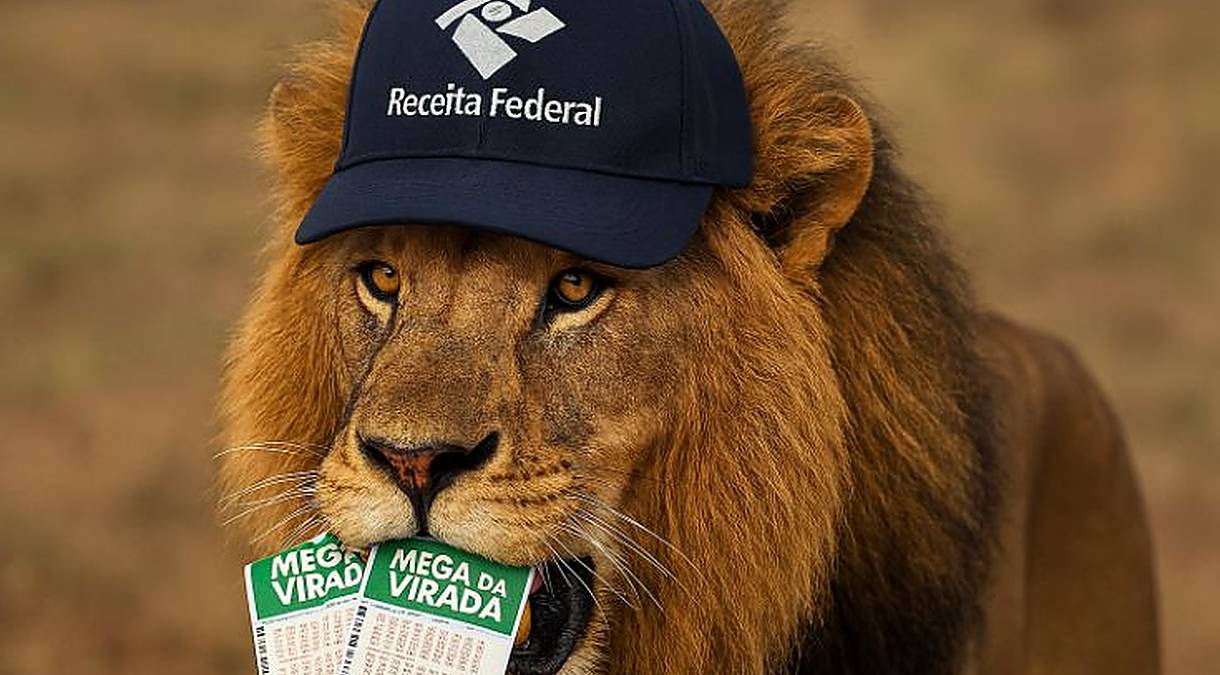 Leão gerado por IA morde bilhetes da Mega da Virada.