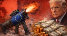 Bazuca comercial da Europa que será usada contra Donald Trump - Imagem gerada por IA