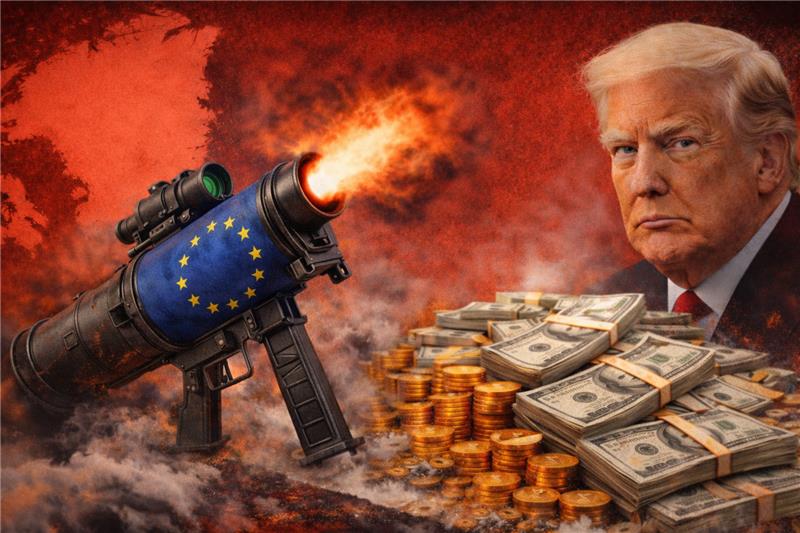 Bazuca comercial da Europa que será usada contra Donald Trump - Imagem gerada por IA