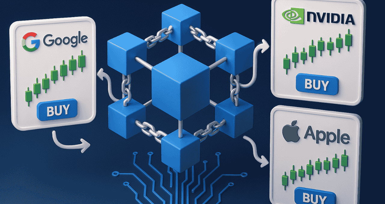 Blockchain permite a negociação rápida e fácil de ações estrangeiras. (Imagem Copilot)