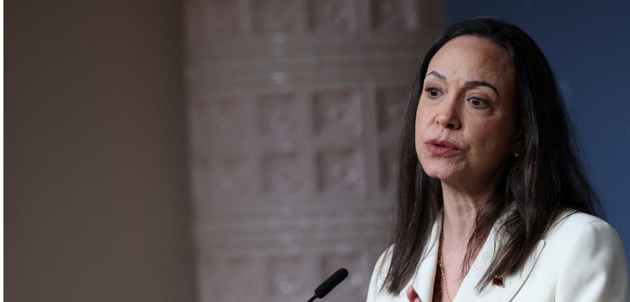 María Corina Machado, líder da oposição e vencedora do Nobel da Paz