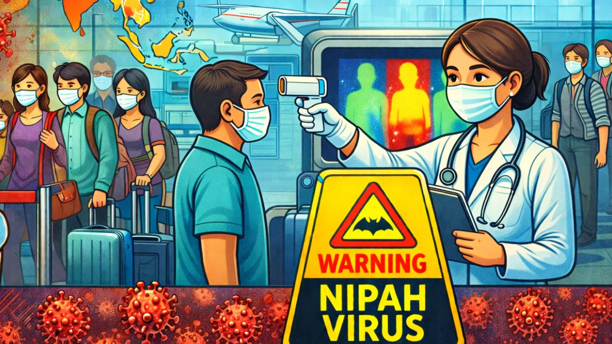 Vírus Nipah. Imagem gerada por IA