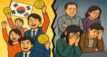 Sul-coreanos ficam momentaneamente milionários com bitcoin (BTC). - Imagem: gerada por IA.