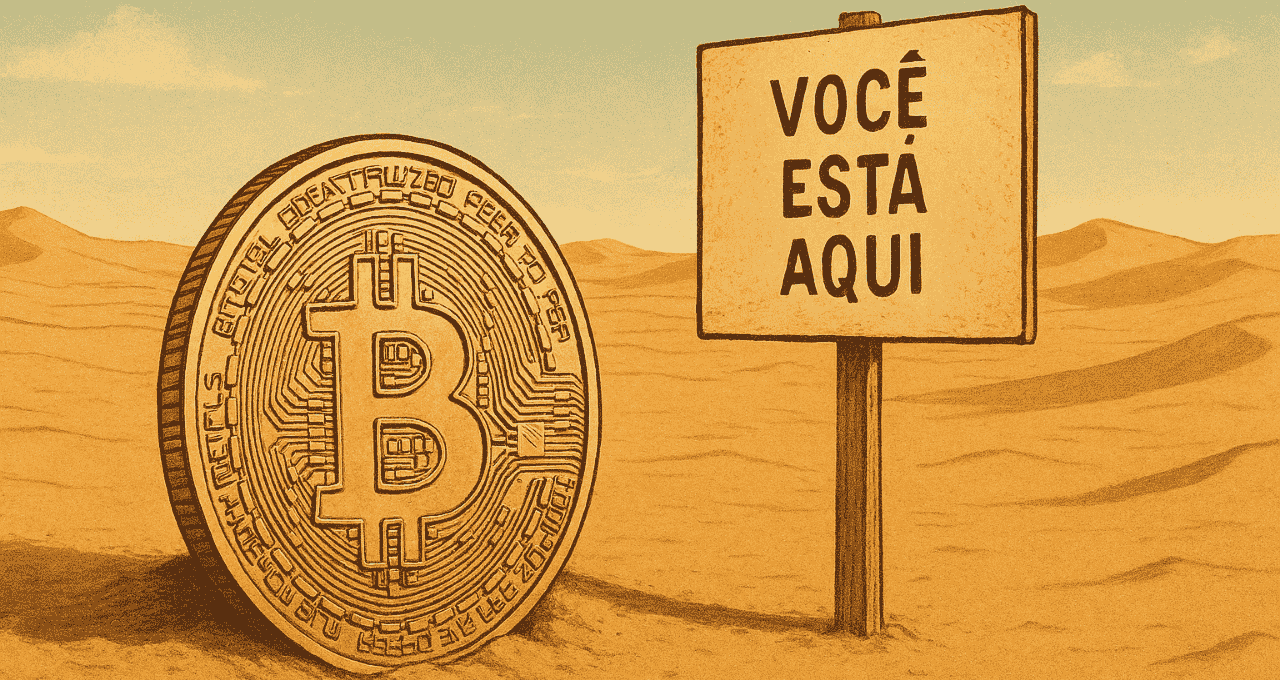 Bitcoin (BTC) perdido no deserto (Imagem Copilot)