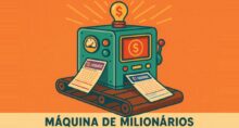 Máquina de milionários expele bilhetes premiados da Lotofácil e da Quina.