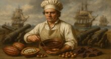 Guerras napoleônicas provocaram escassez de cacau, a matéria-prima do chocolate, na Europa do início do século 19. Imagem gerada por IA.