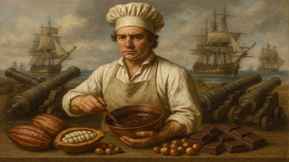 Guerras napoleônicas provocaram escassez de cacau, a matéria-prima do chocolate, na Europa do início do século 19. Imagem gerada por IA.