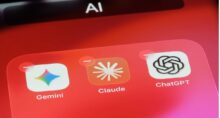 Ícones do aplicativo Claude, Gemini e ChatGPT AI