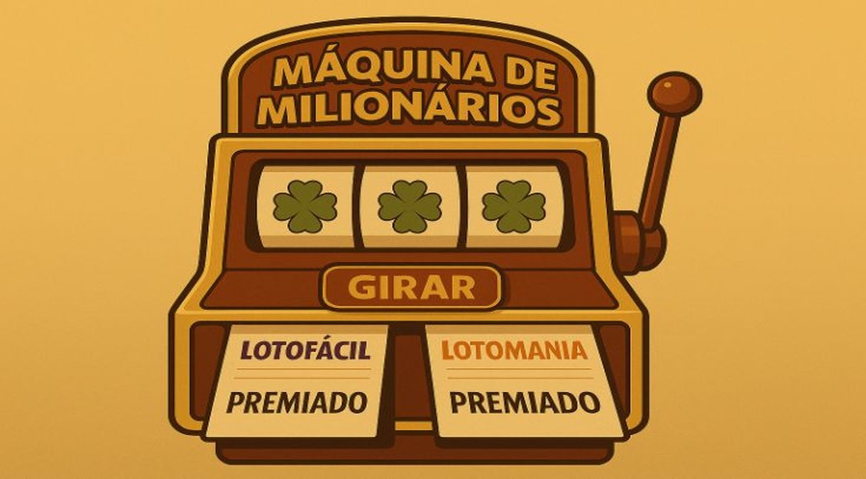 Máquina de milionários expele bilhetes da Lotofácil e da Lotomania.