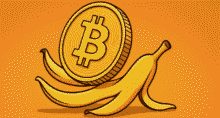 Bitcoin (BTC) escorregando em uma casca de banana (Imagem Copilot)