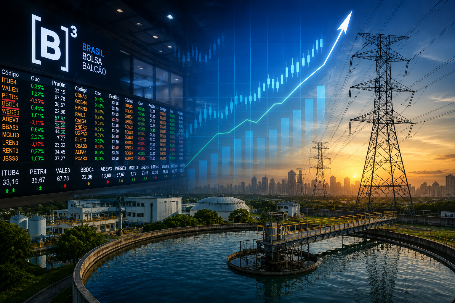 Saneamento Bolsa Energia elétrica B3