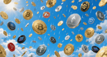 Criptomoedas em queda e a ação de uma empresa sobe. (Imagem: ChatGPT)
