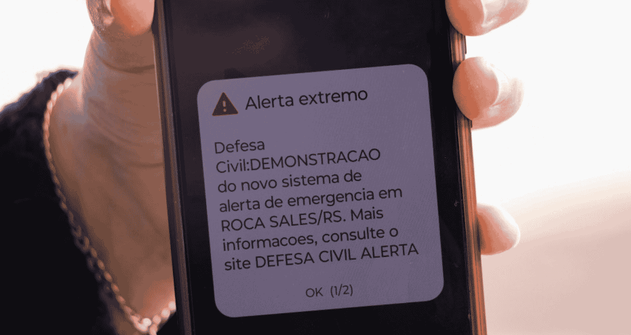 Demonstração do alerta da Defesa Civil (Imagem: Divulgação / Confederação Nacional dos Municípios)