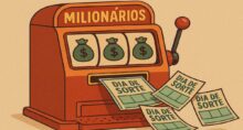 Máquina de milionários expele bilhetes da loteria conhecida como Dia de Sorte