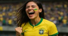 torcedora do Brasil comemora gol e feriado em dias de jogos da seleção.