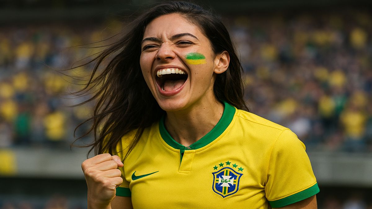 torcedora do Brasil comemora gol e feriado em dias de jogos da seleção.
