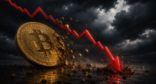 Bitcoin (BTC) em queda (Imagem: ChatGPT)