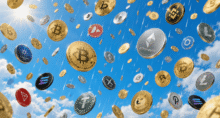 Bitcoin (BTC) e outras criptomoedas em queda (Imagem: ChatGPT)