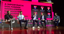 Da esq: Paulo Tilkian, head TRX Investimentos; Rafael Teixeira, gestor Vinci Compass; Francisco Ritondaro, CEO Gouvêa Malls; Felipe Teatini, gestor XP Asset; e Giuliano Ricci, gestor Patria Investimentos (Imagem: divulgação/ Latam Retail Show)